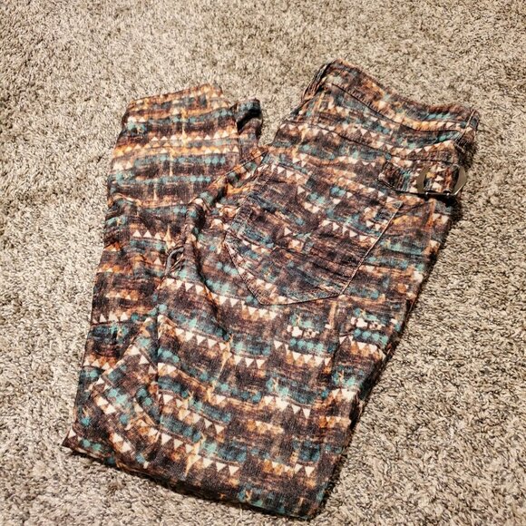 Isabel Marant Etoile Itzel Print Corduroys Brown Blue 38/M - Picture 1 of 4